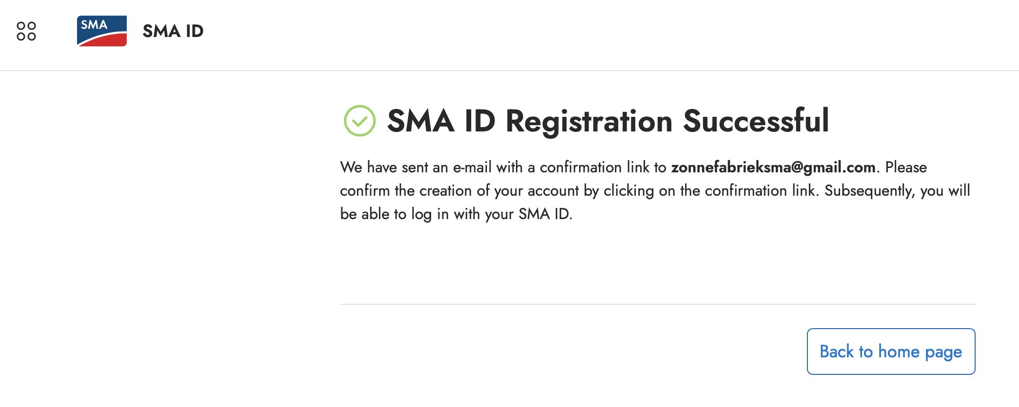 registration succesful
